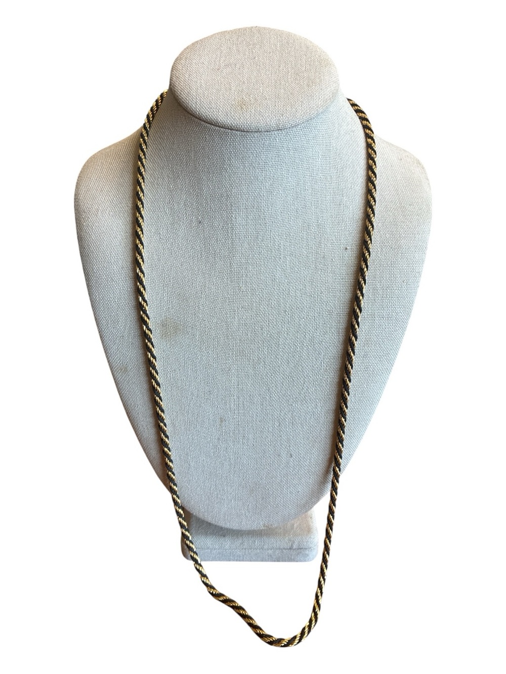 Trifari Gold & Black Twisted Rope Chain Necklace